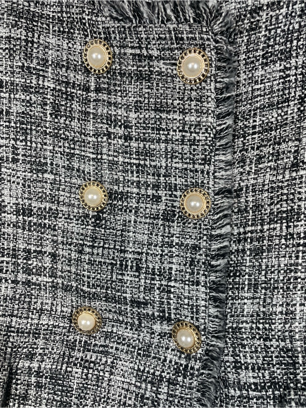 Maeve Anthropologie Womens Black White Tweed Double Breasted Jacket 12P Career - Picture 9 of 15